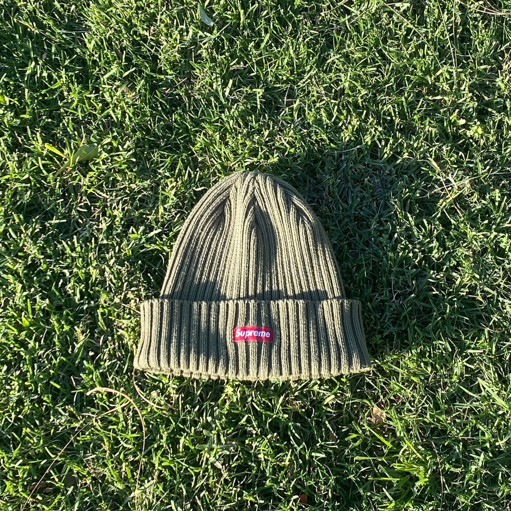 SS18 Olive overdyed ribbed beanie